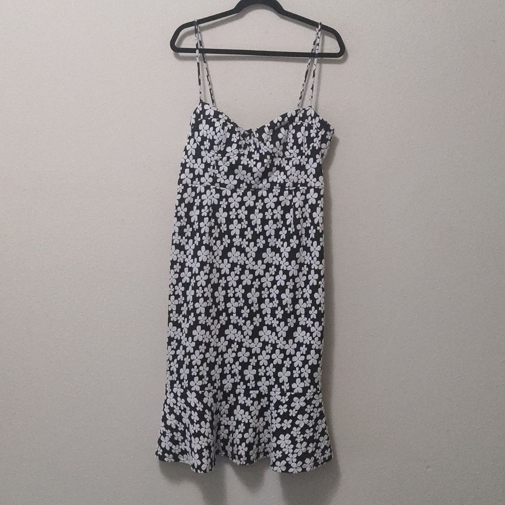 Anthropologie Hutch Black & White Floral Midi Dress
